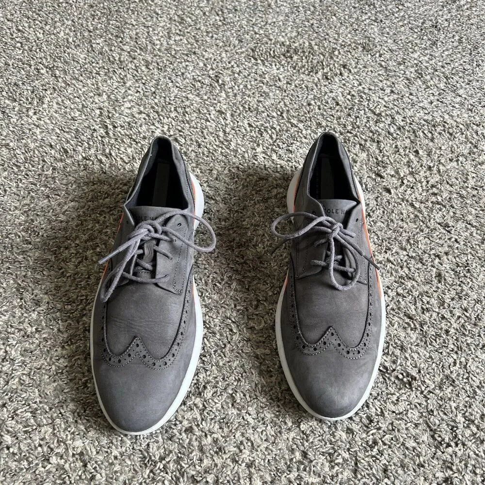 Cole Haan Mens Grand Troy Wingtip Oxford Pavement Grey C33765 Size 11.5 Leather